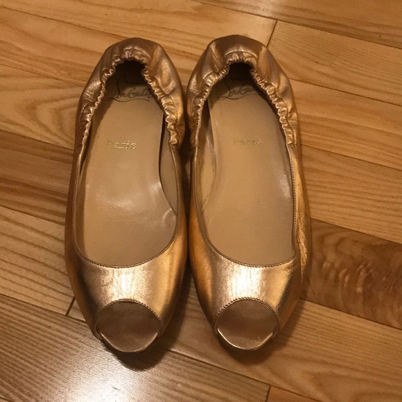 christian louboutin gold flats